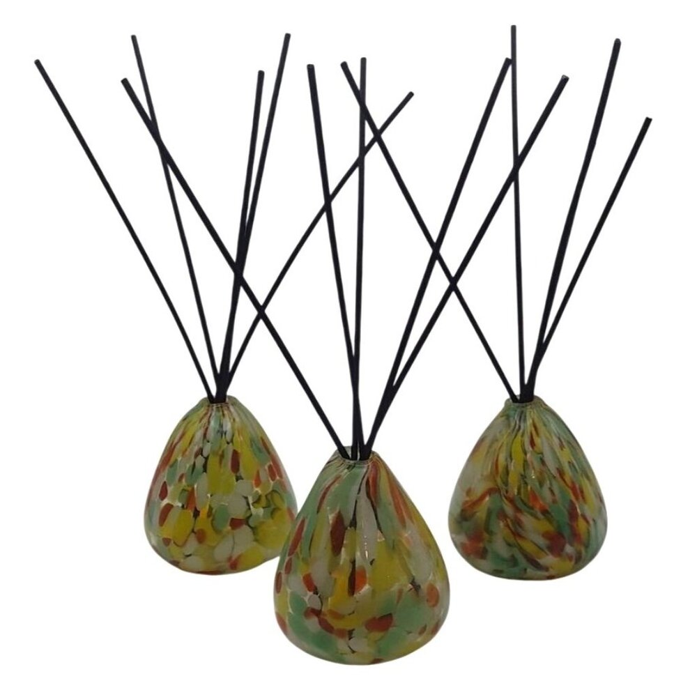 Pearlessence Hand Blown Confetti Tear Drop Art Glass Reed Diffuser Set Of 3